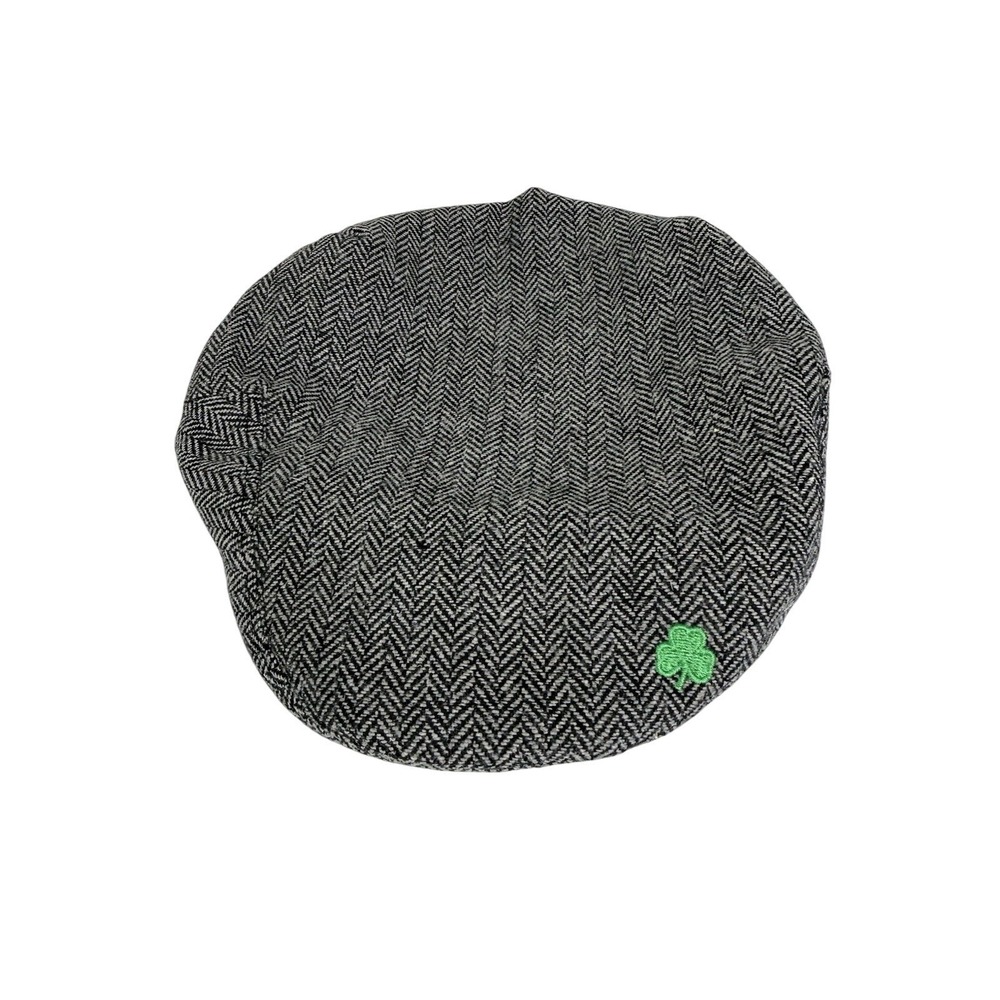 Man of Aran Flat Cap Hat Newsboy Wool Shamrock Ireland Adjustable Strap Brown